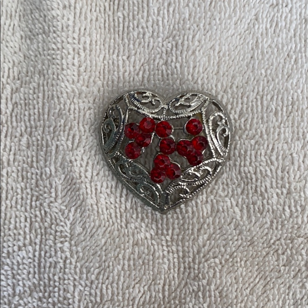 Red and blue ladies brooch